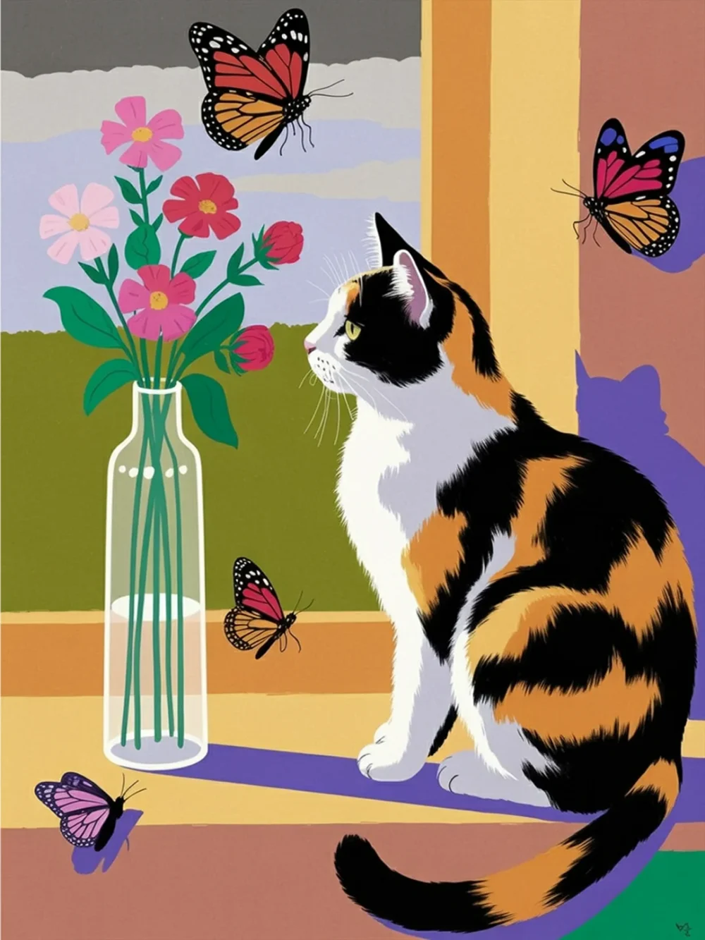 Pintar por Números - Gato atigrado floral, foto 2