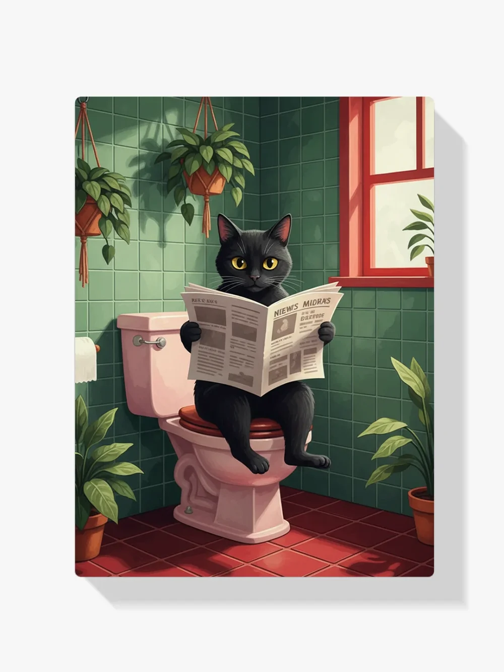 Pintar por Números - Gato en el baño leyendo el periódico, foto 1