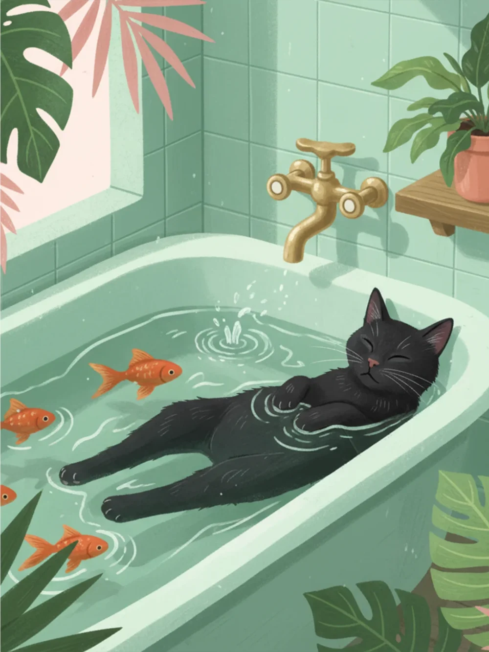 Pintar por Números - Gato en la bañera, foto 2