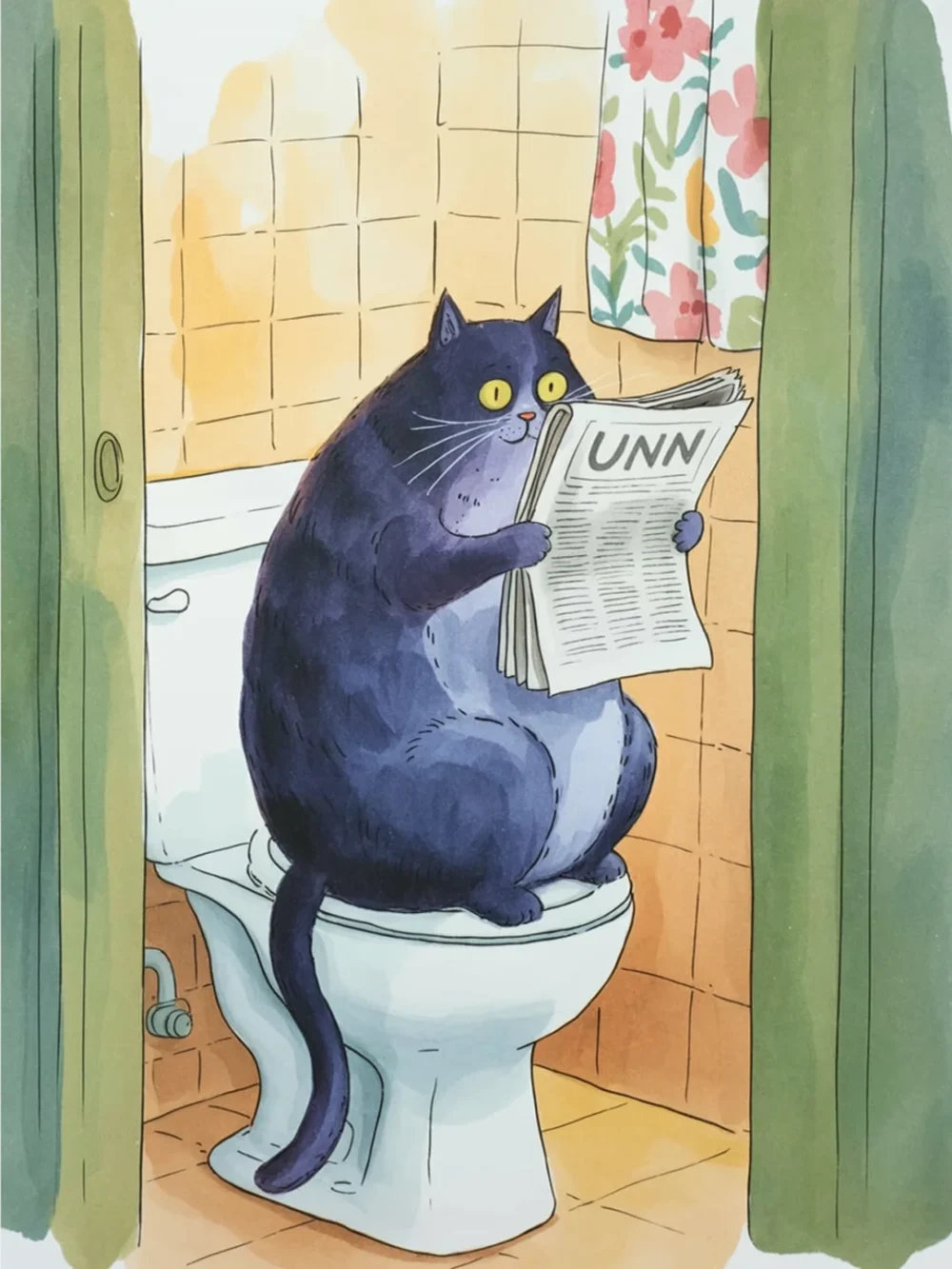Pintar por Números - Gato leyendo en el baño, foto 2