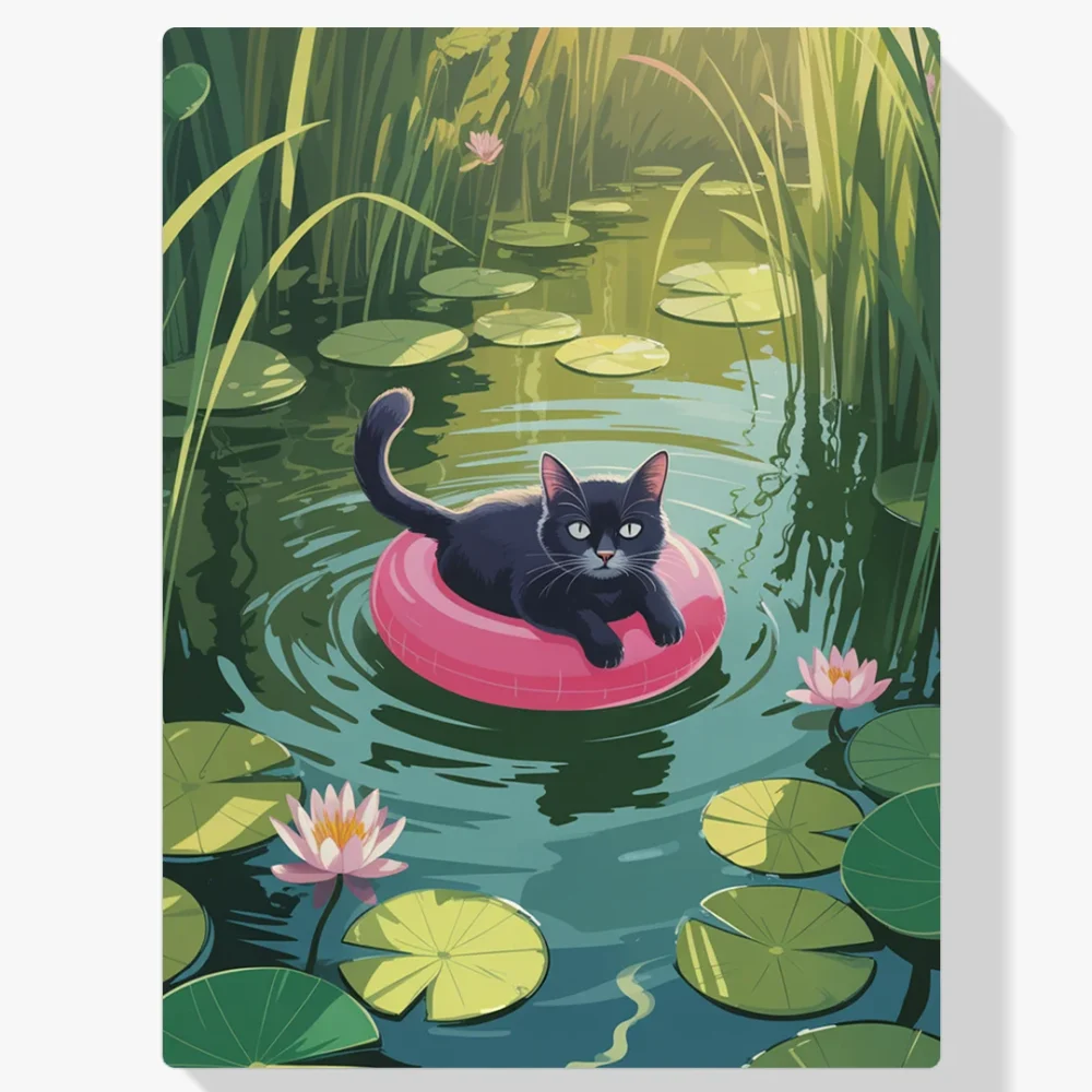 Pintar por Números - Gato nadando en el lago