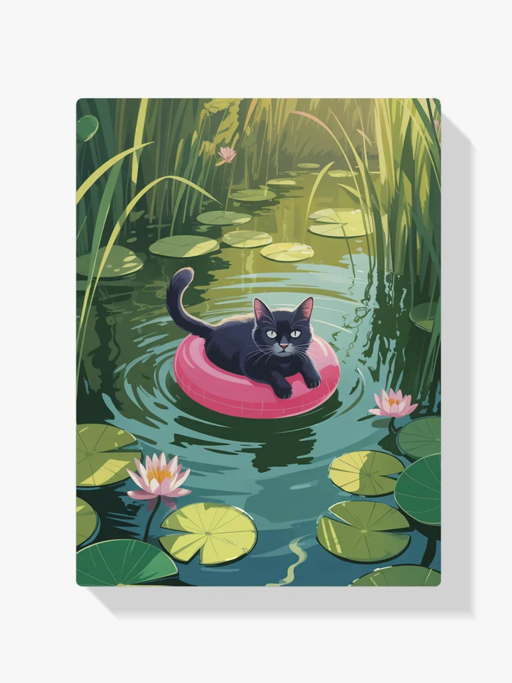 Pintar por Números - Gato nadando en el lago, foto 1