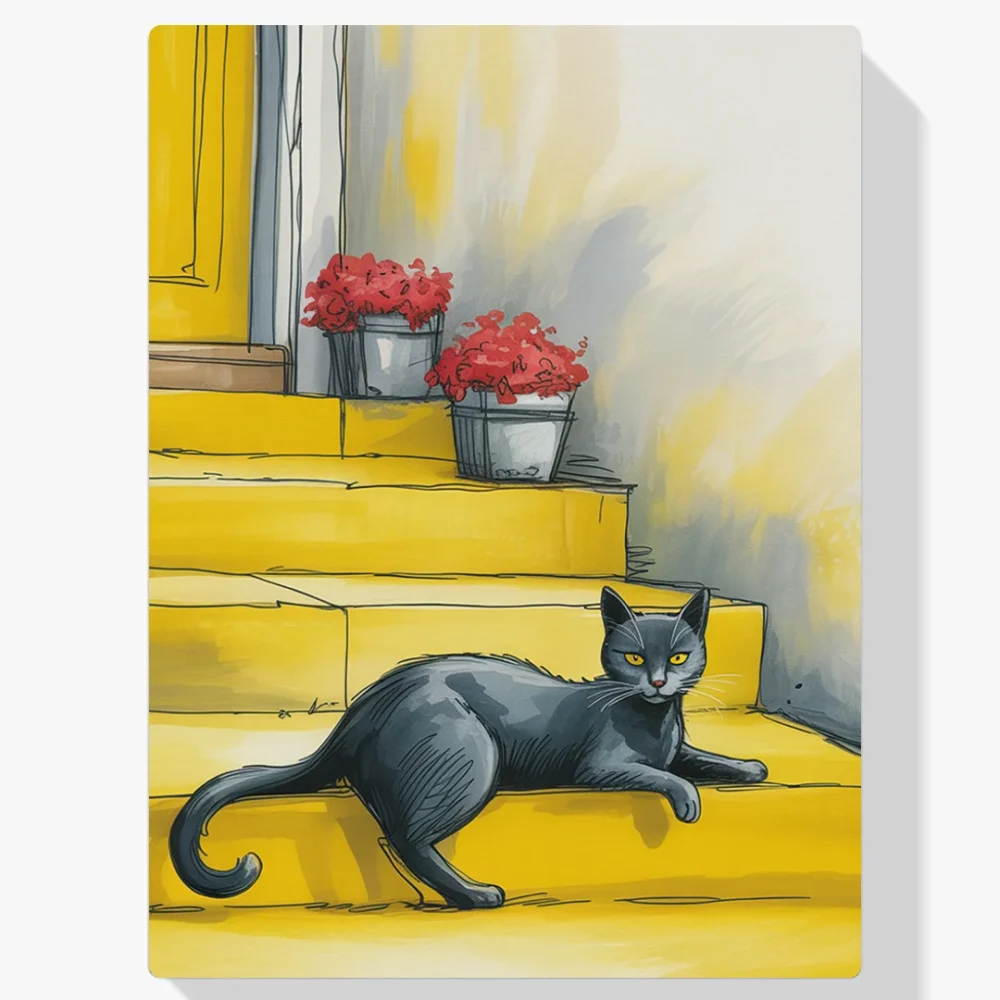 Pintar por Números - Gato negro en las escaleras