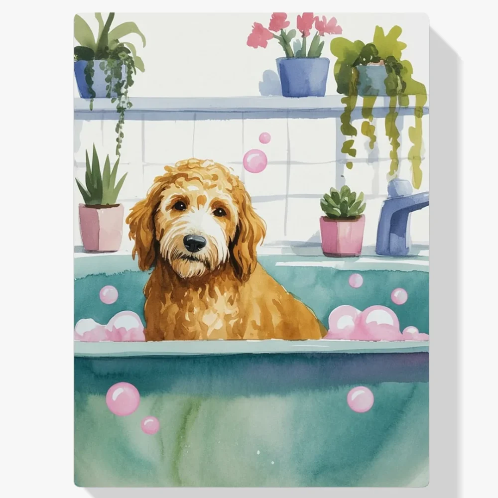Pintar por Números - Goldendoodle en el baño