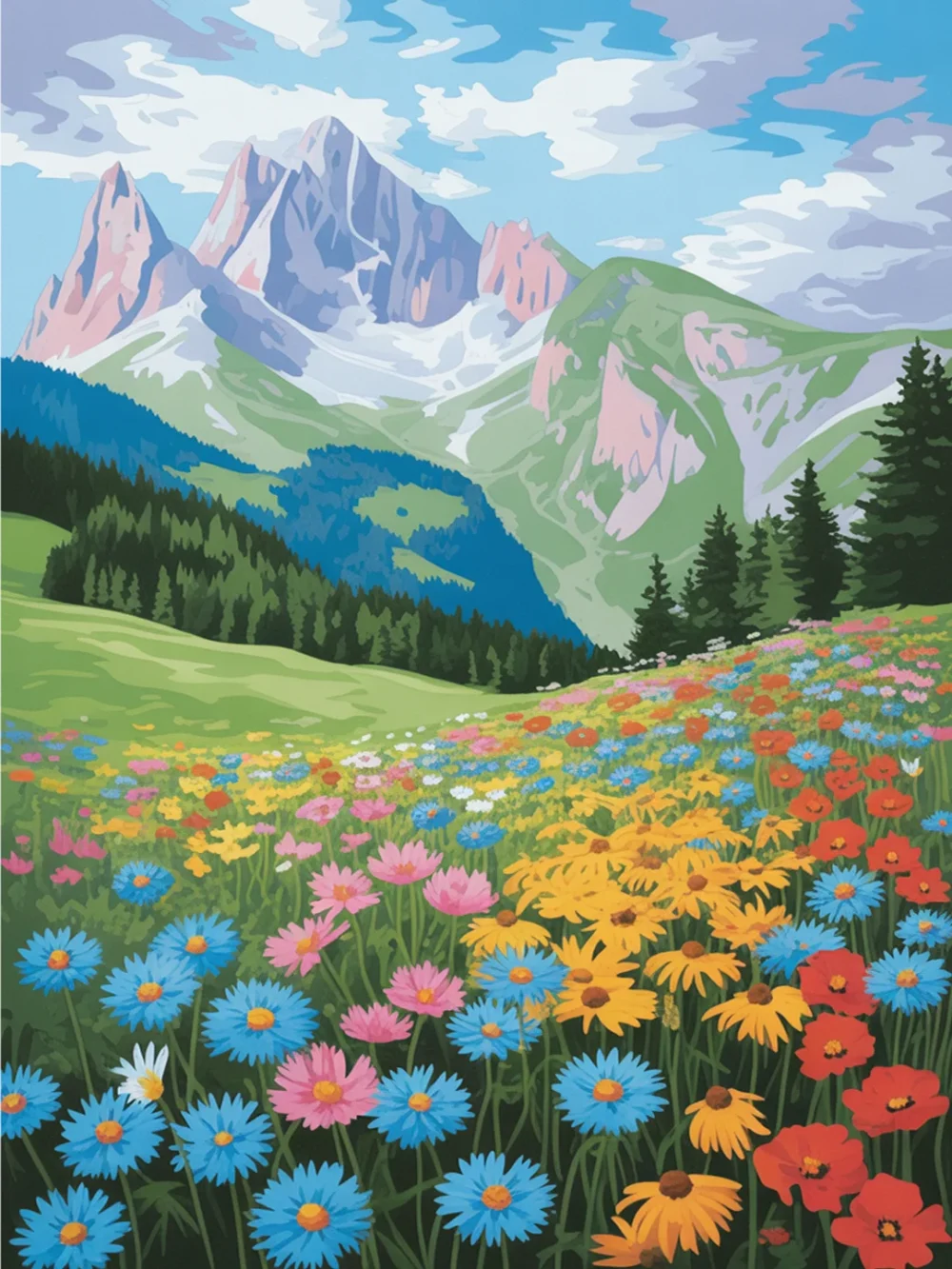 Pintar por Números - Lago de flores silvestres de montaña 3, foto 2