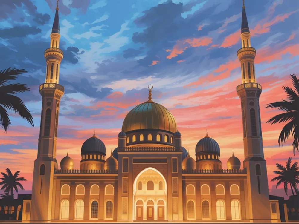 Pintar por Números - Majestuosa Mezquita al Atardecer, foto 2