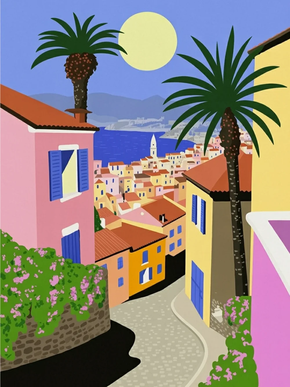 Pintar por Números - Paisaje de casas y plantas vibrantes y coloridas, foto 2