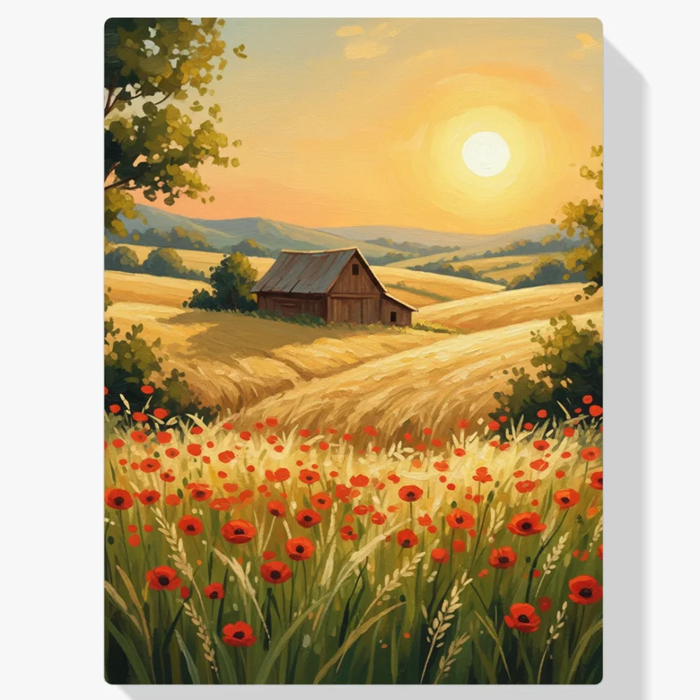 Pintar por Números - Paisaje rural de montaña al atardecer