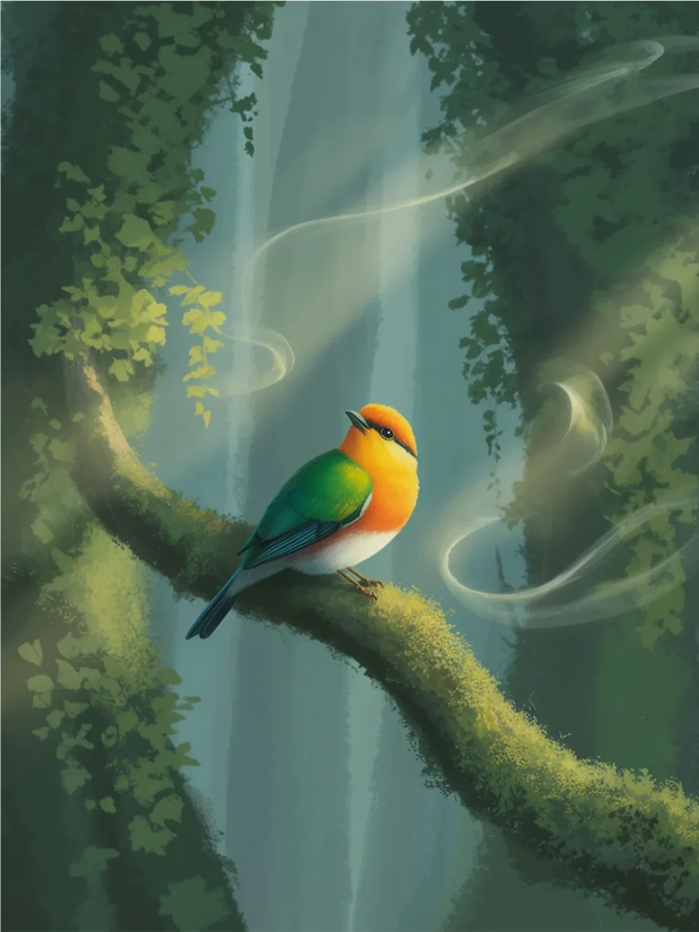 Pintar por Números - Pájaro en la rama de un árbol, foto 2