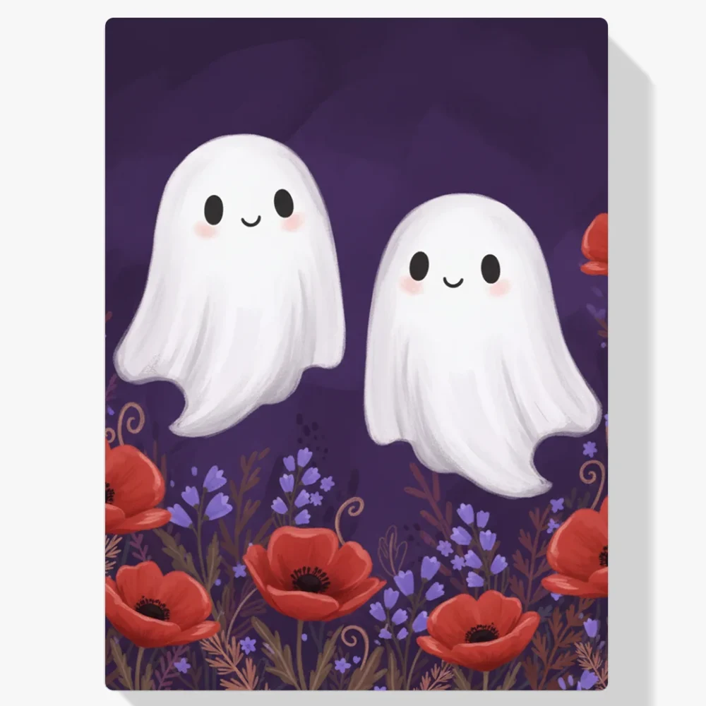 Pintar por Números - Pareja de fantasmas adorables con motivos florales