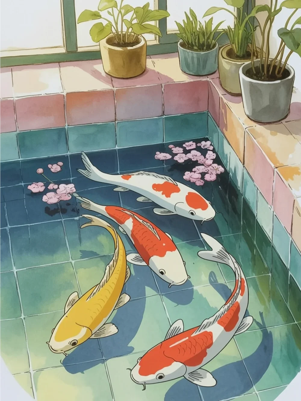 Pintar por Números - Peces koi nadando en una bañera, foto 2