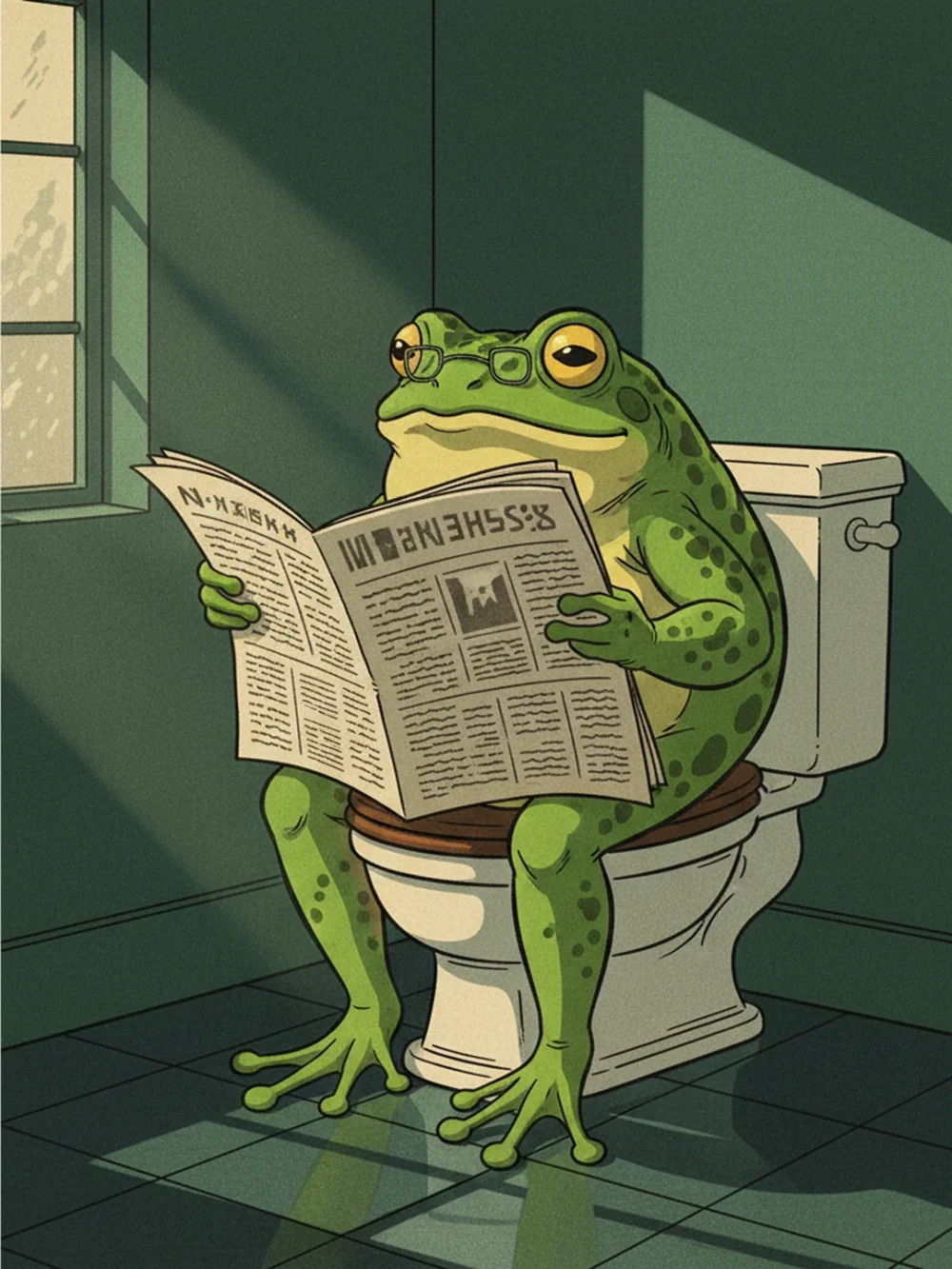 Pintar por Números - Rana leyendo en el baño, foto 2