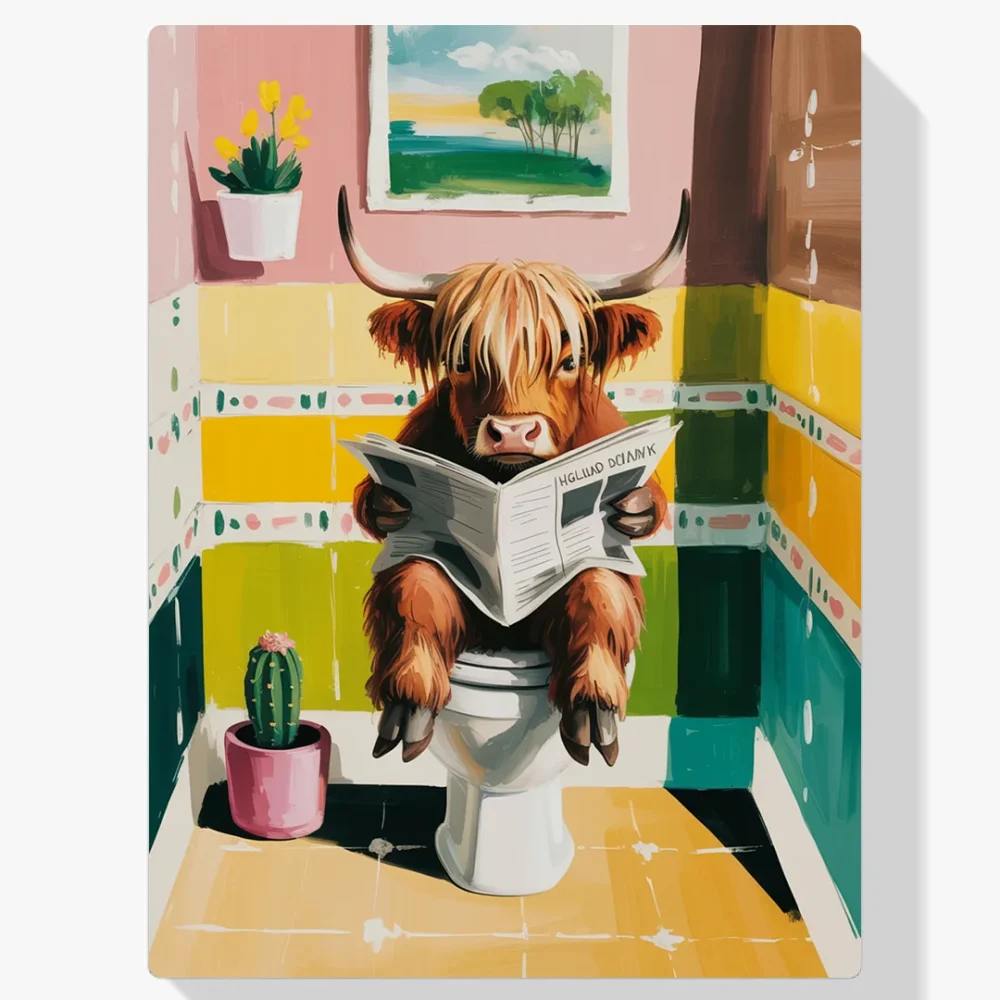 Pintar por Números - Vaca de las Highlands leyendo en el baño