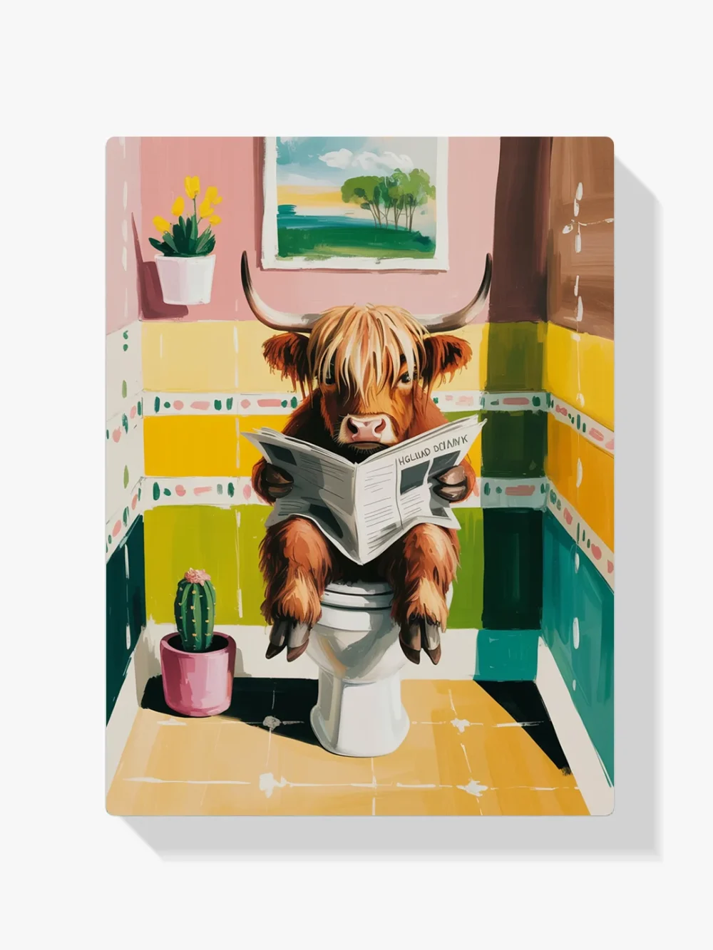 Pintar por Números - Vaca de las Highlands leyendo en el baño, foto 1