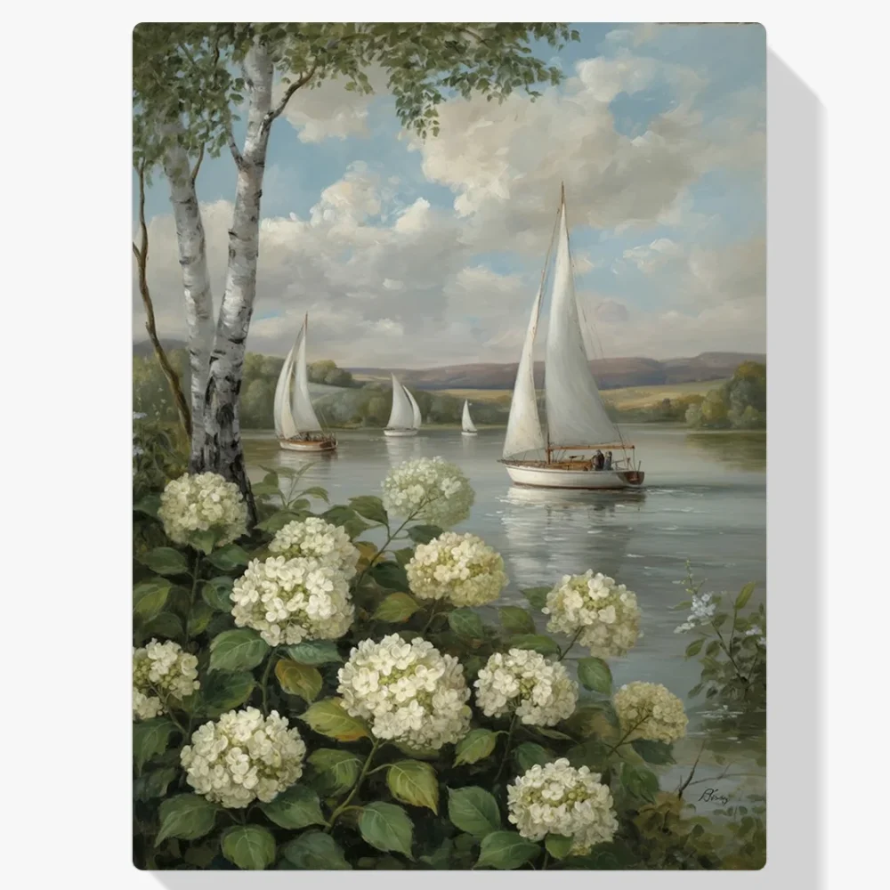 Pintar por Números - Velero Hortensias blancas