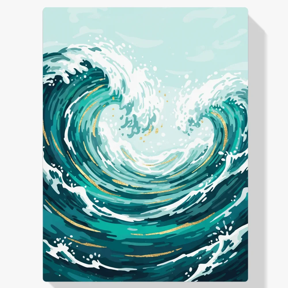 Pintar por Números - Verde salvia y olas azules