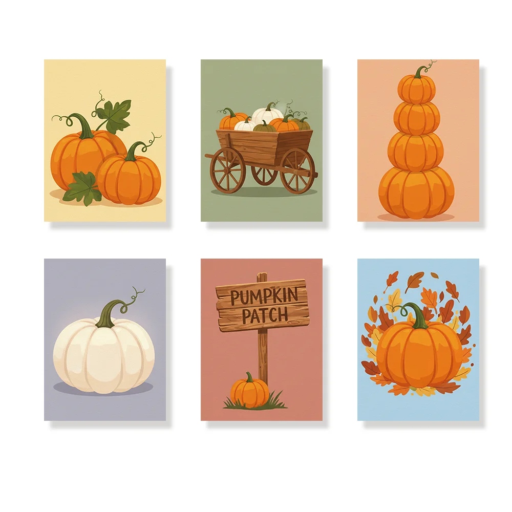 Pintar por números - 6 mini pinturas | Soñando con una calabaza