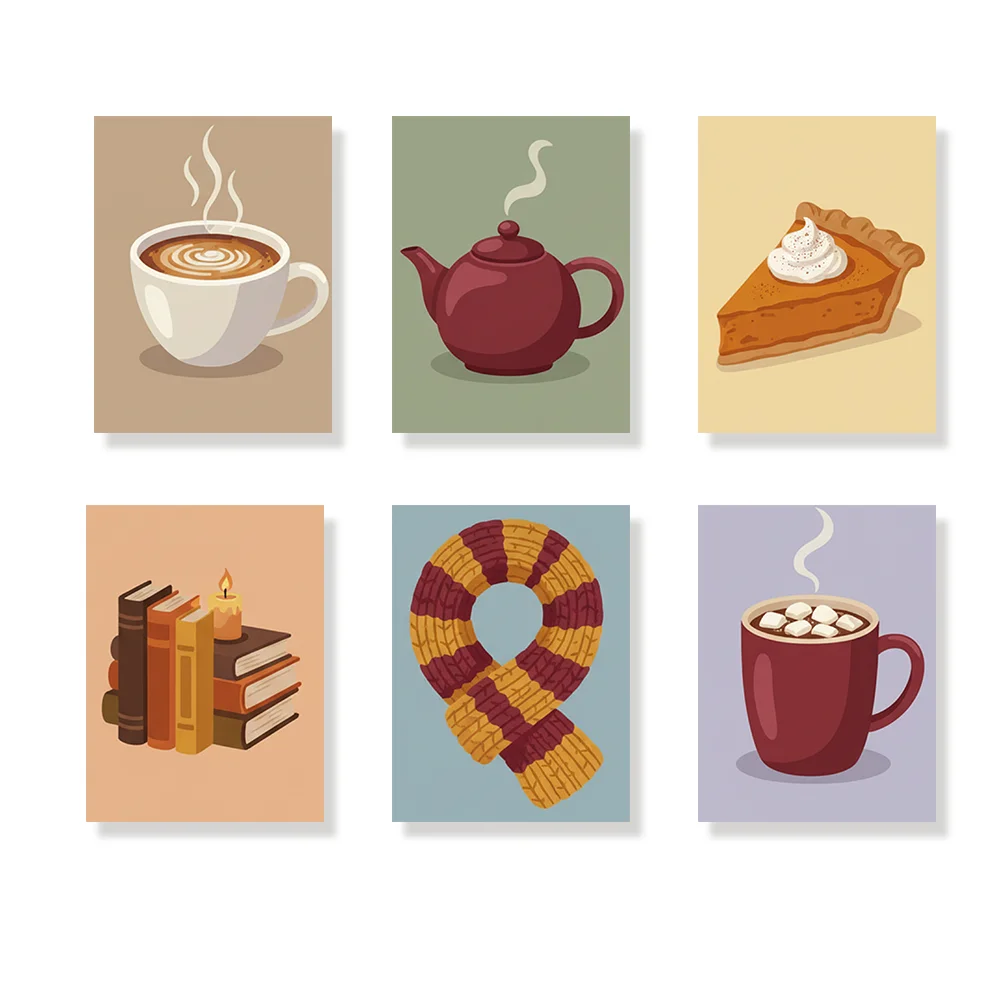 Pintar por números - 6 mini pinturas | Taza acogedora