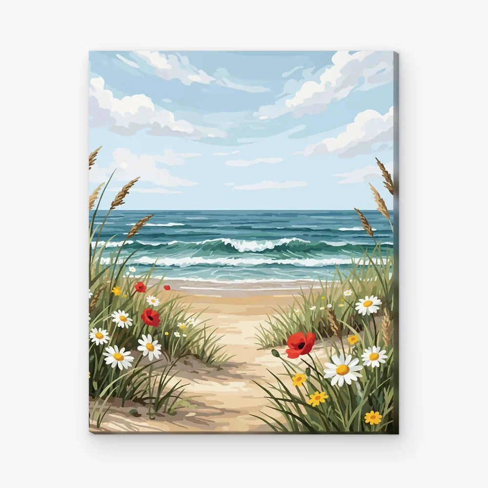 Pintar por Números - Campo de flores silvestres en la playa costera