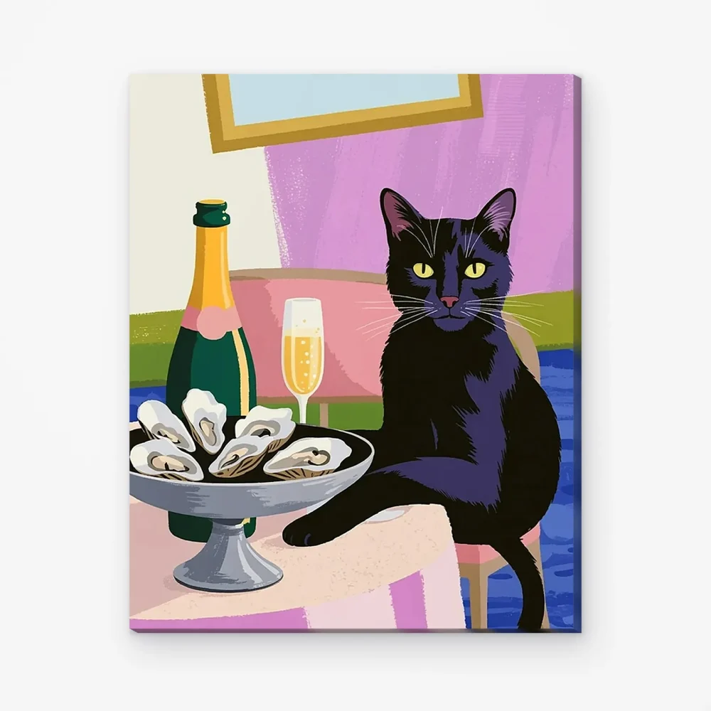 Pintar por Números - Cóctel de ostras con gato