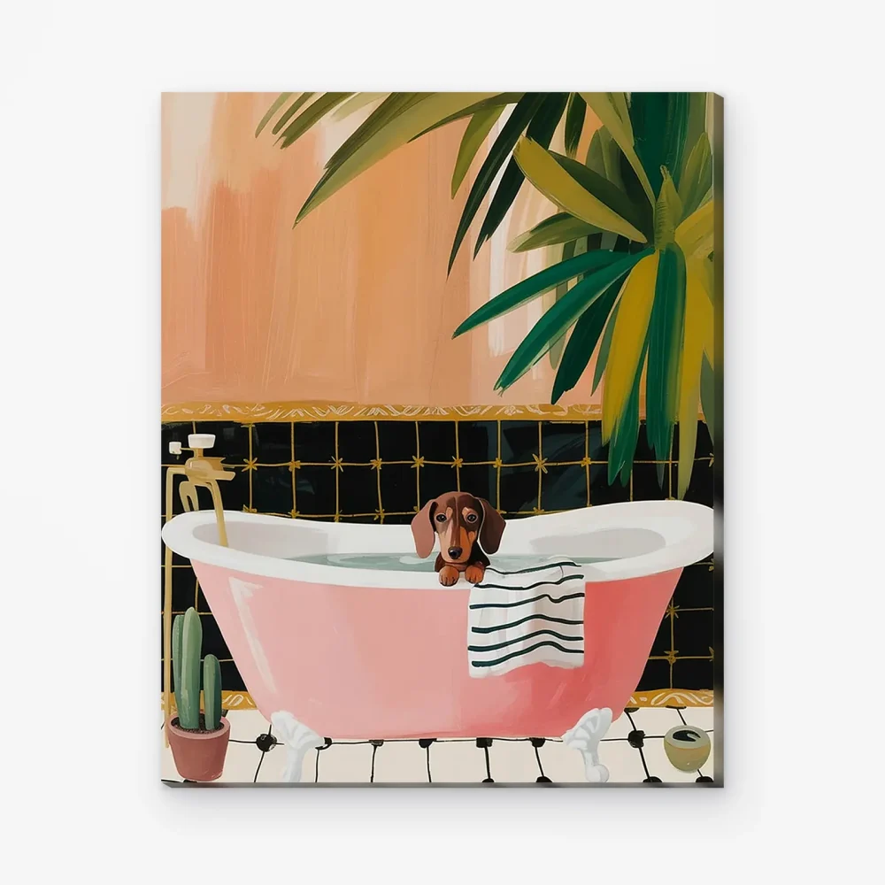 Pintar por Números - Dachshund en la bañera