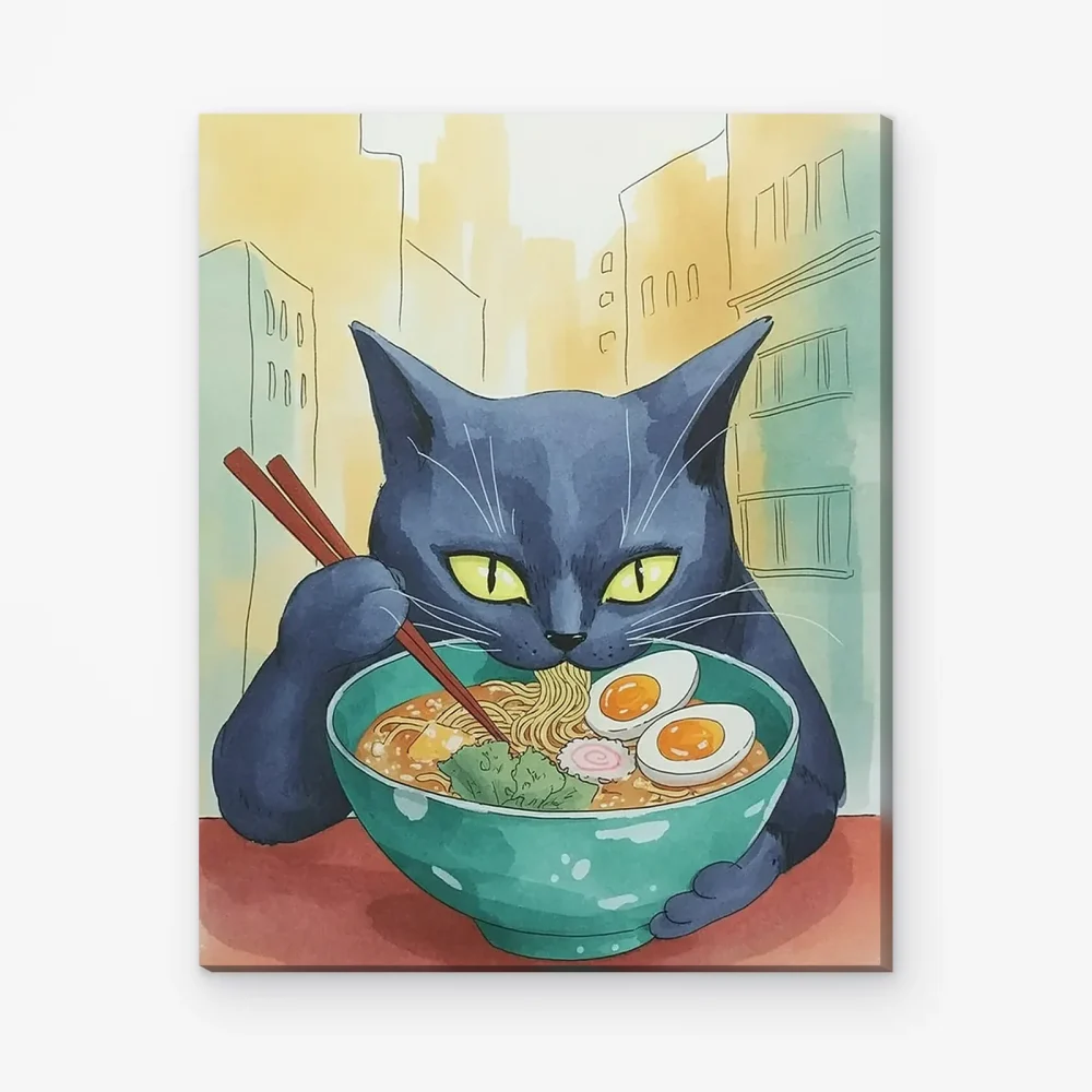 Pintar por Números - Gato comiendo ramen