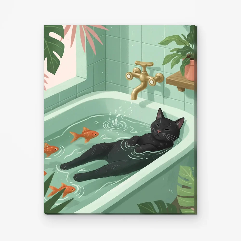 Pintar por Números - Gato en la bañera