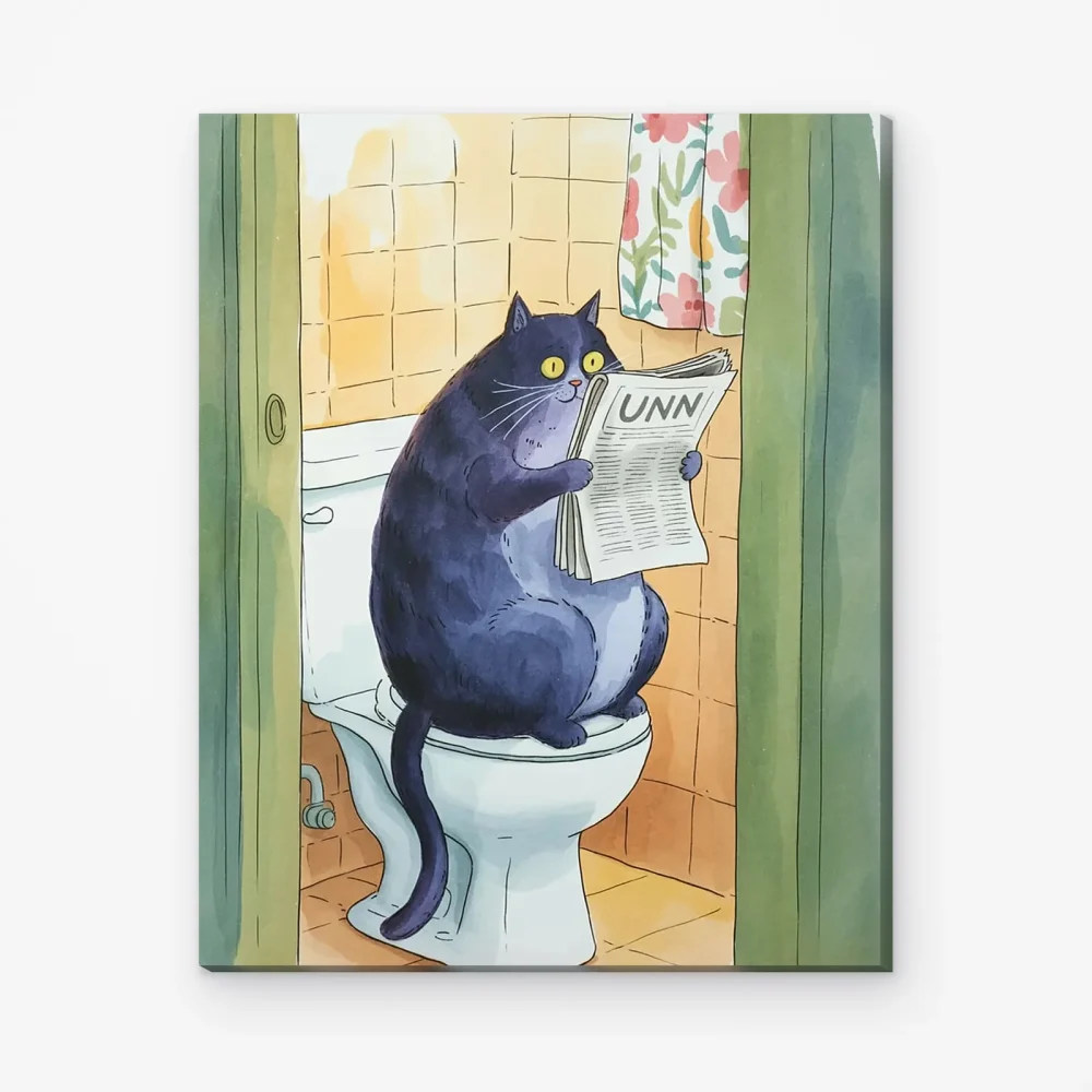 Pintar por Números - Gato leyendo en el baño