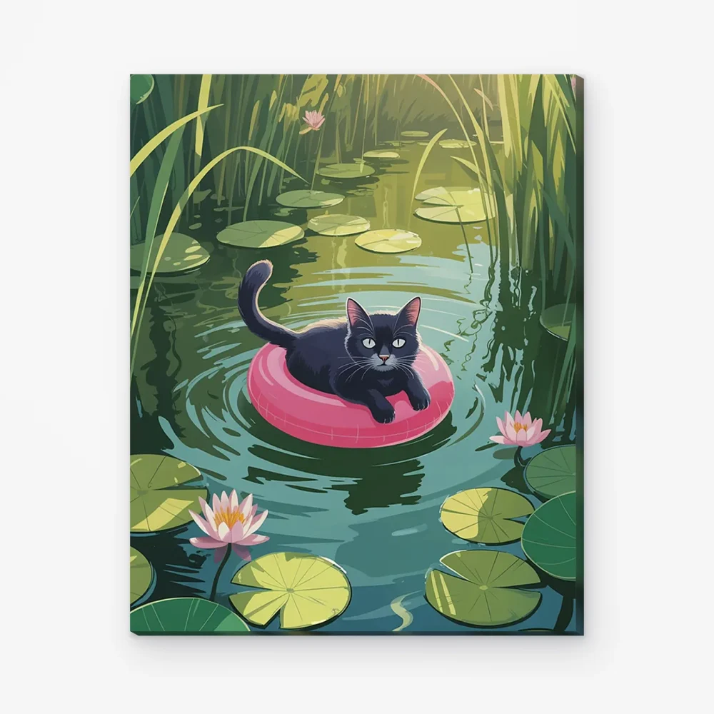 Pintar por Números - Gato nadando en el lago