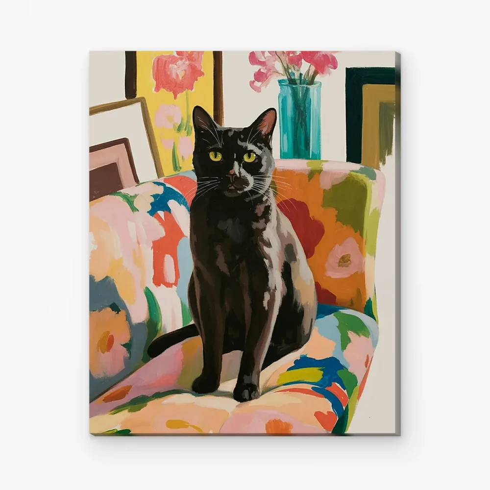 Pintar por Números - Gato negro en el sofá