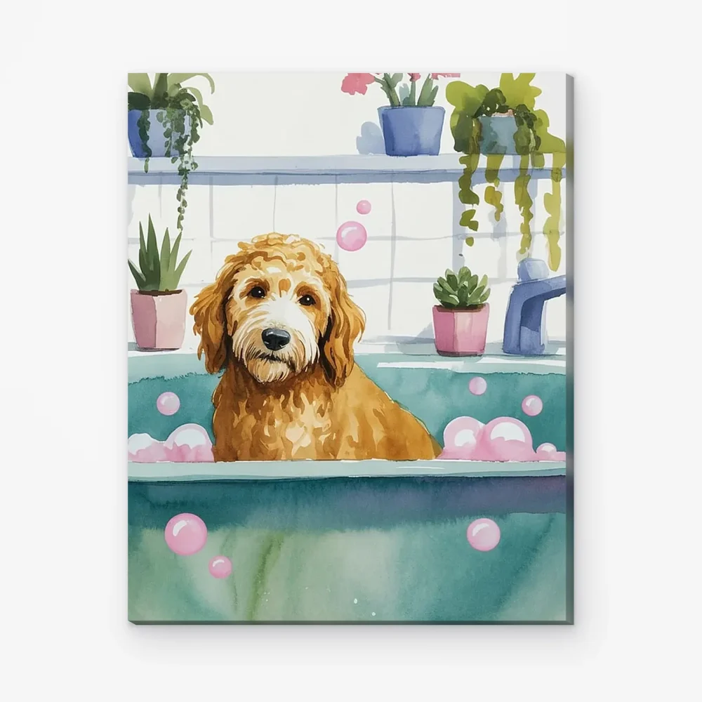 Pintar por Números - Goldendoodle en el baño