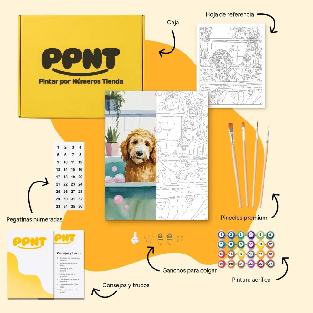 Pintar por Números - Goldendoodle en el baño