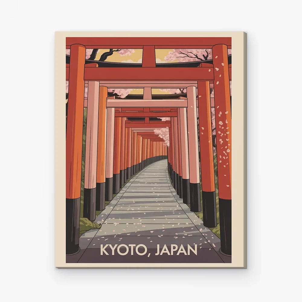 Pintar por Números - Kioto, Japón con puertas torii