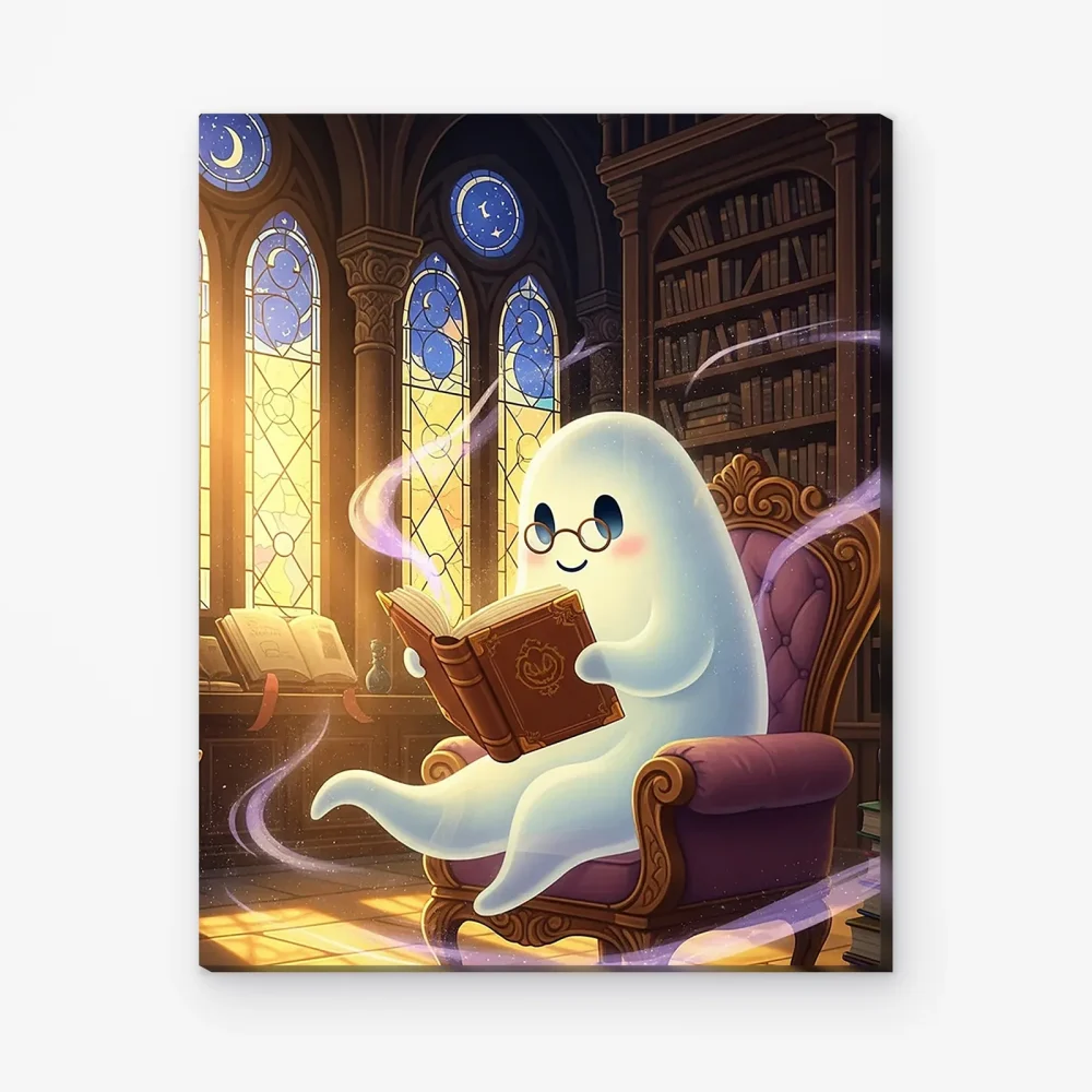 Pintar por Números - Lindo fantasma leyendo un libro