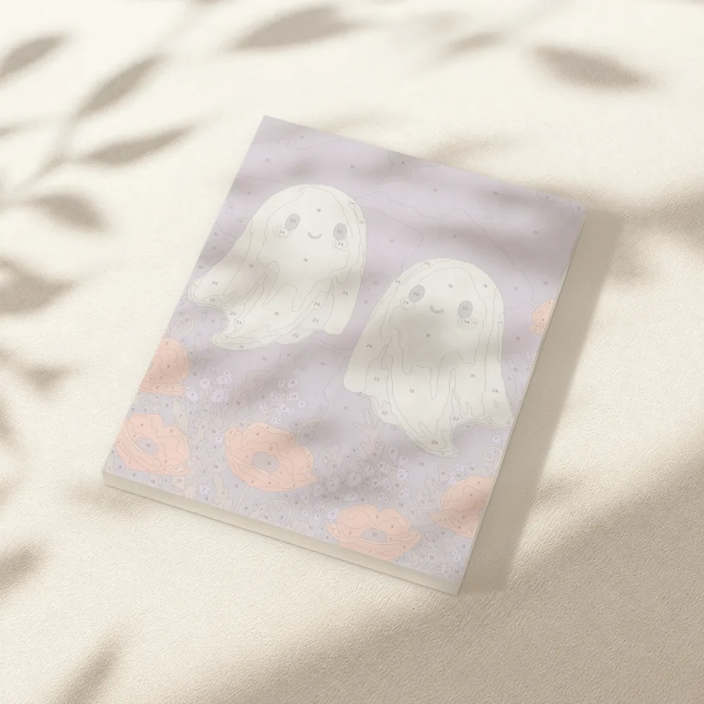 Pintar por Números - Pareja de fantasmas adorables con motivos florales
