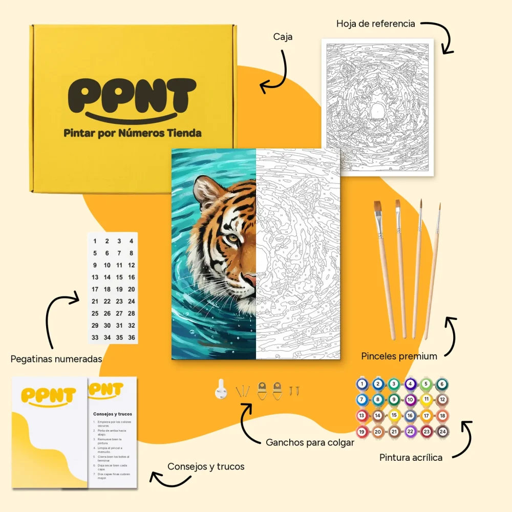 Pintar por Números - Tigre en el agua