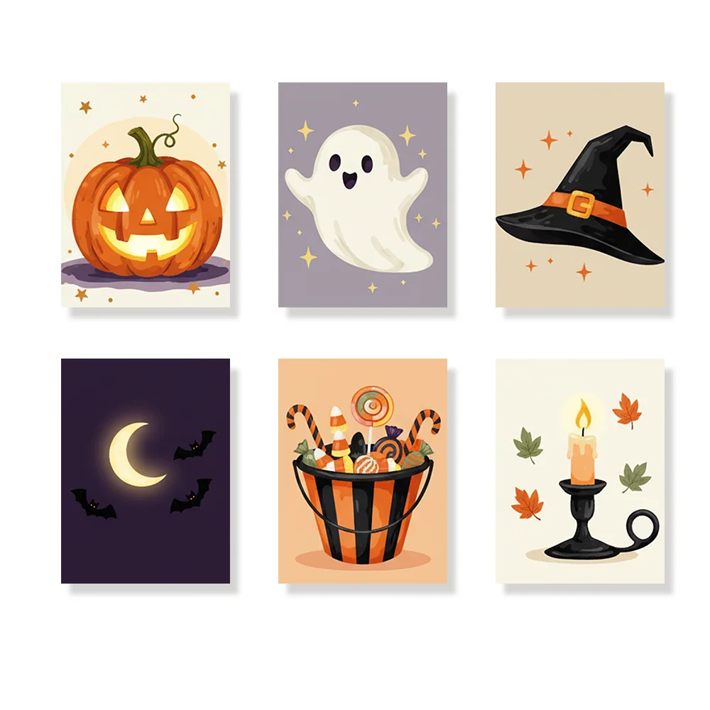 Pintar por números - 6 mini pinturas | Espíritu de Halloween