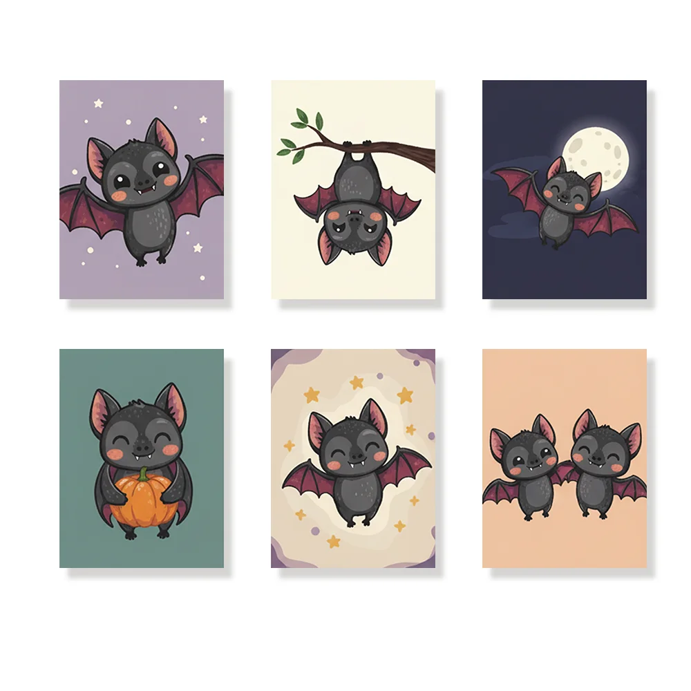 Pintar por números - 6 mini pinturas | Murciélago vampiro bonito