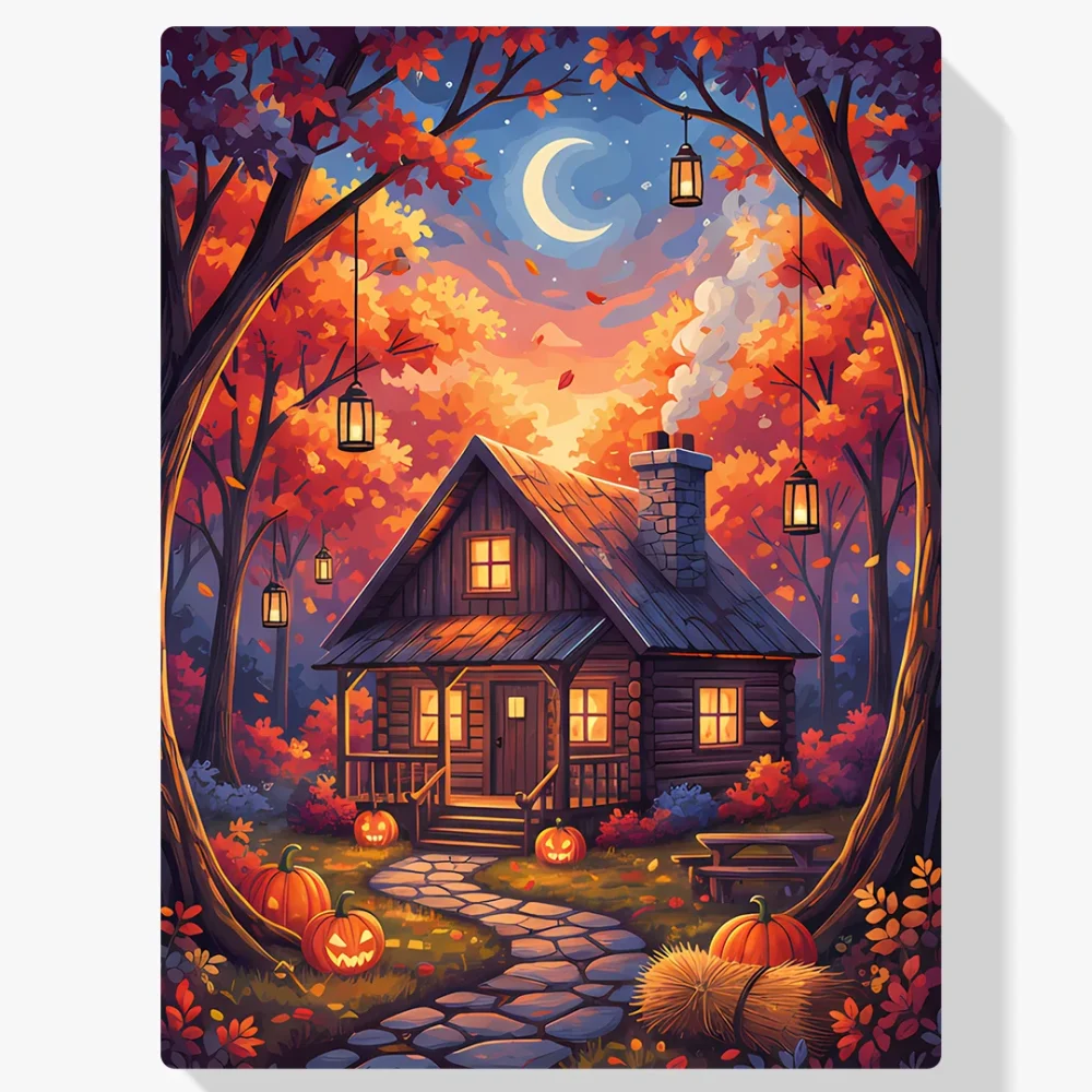 Pintar por Números - Acogedora cabaña en el bosque