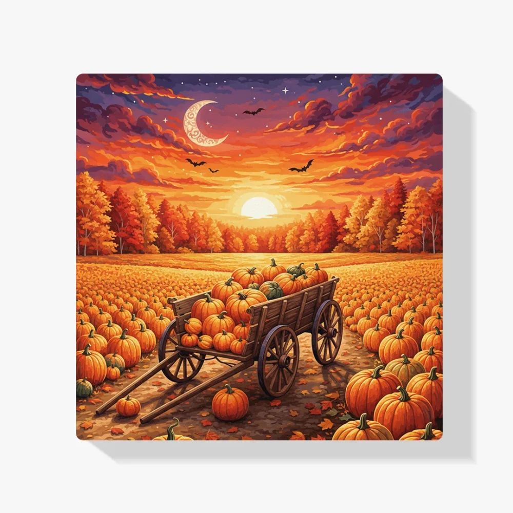 Pintar por Números - Carro de calabazas al atardecer