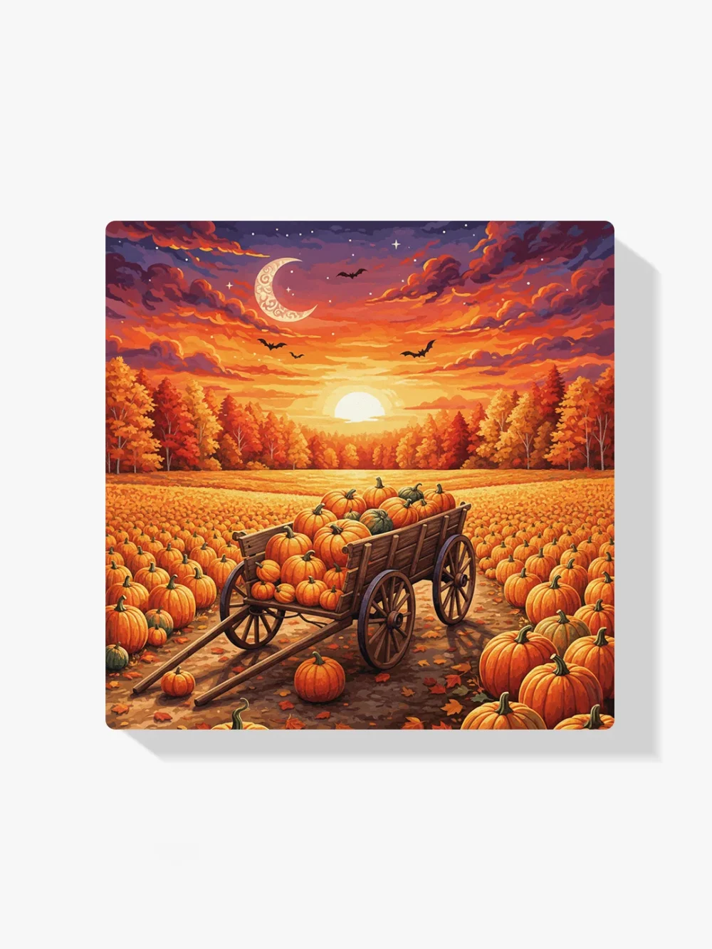 Pintar por Números - Carro de calabazas al atardecer, foto 1