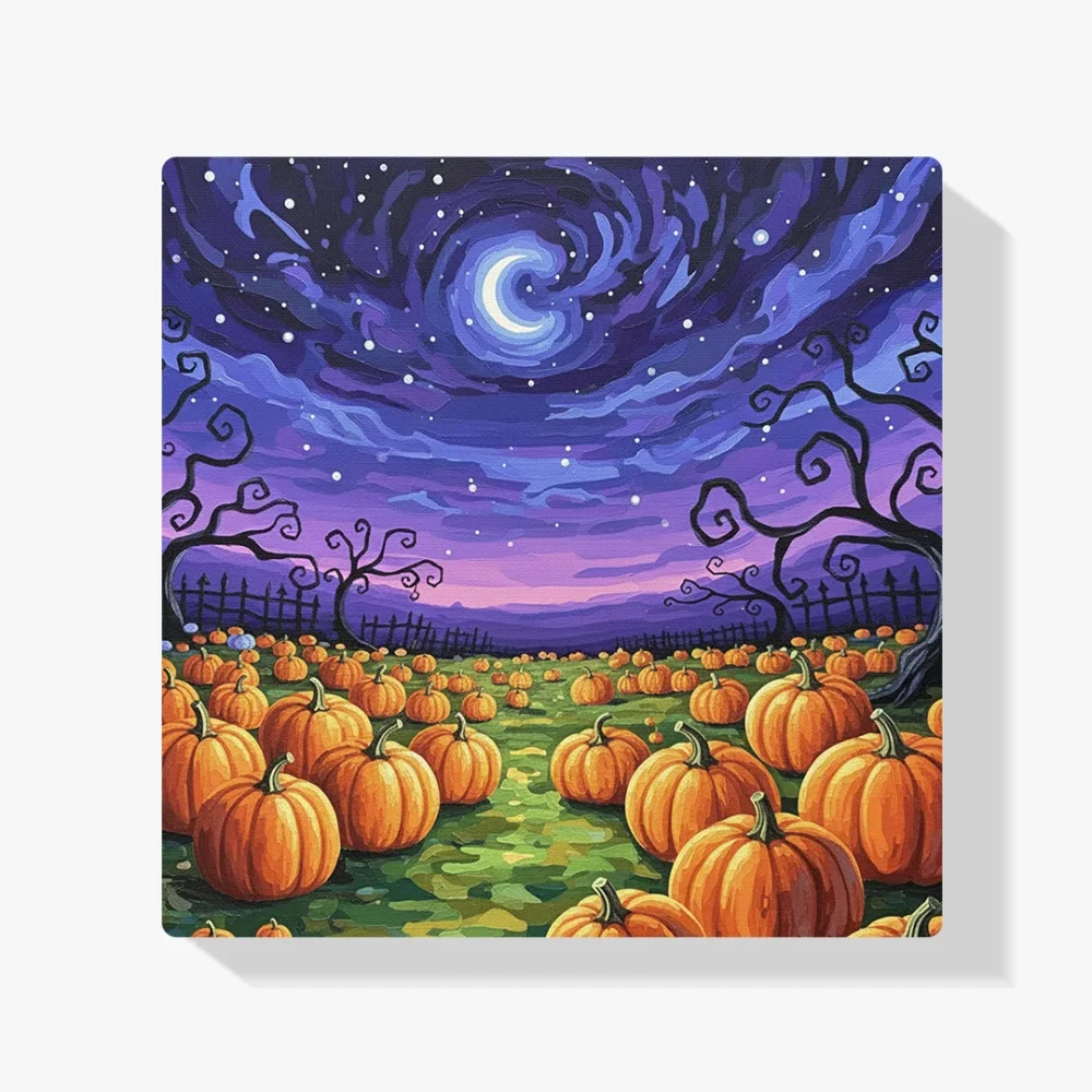 Pintar por Números - Huerto de calabazas a medianoche