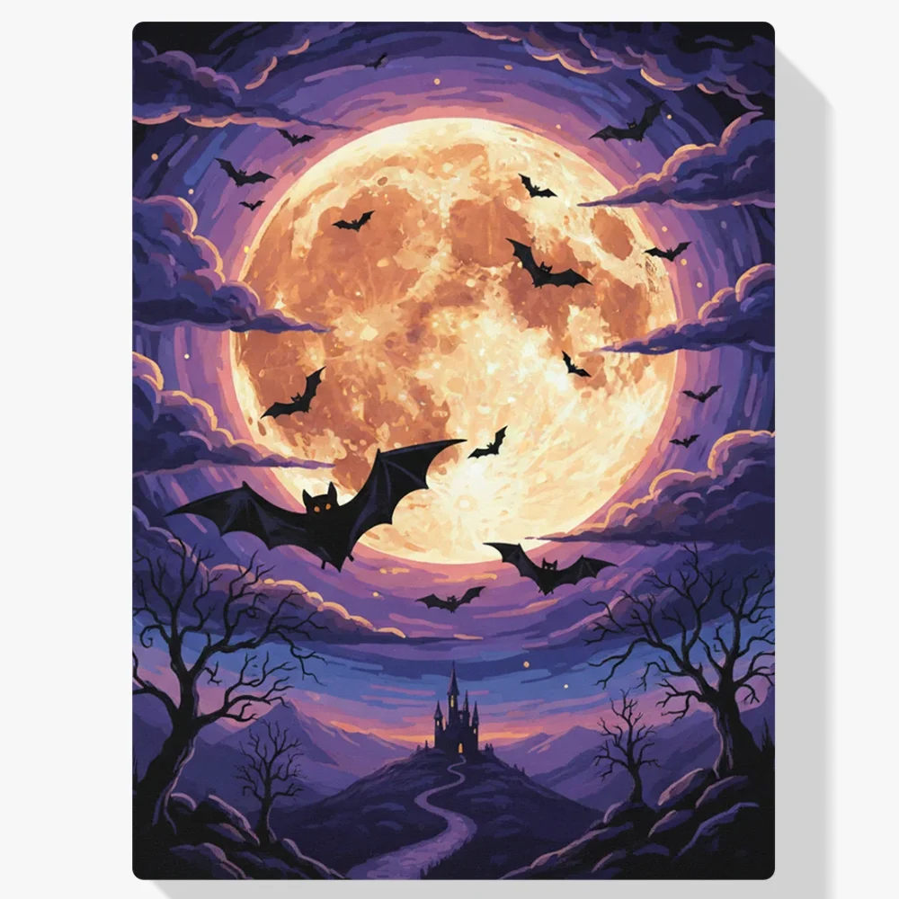 Pintar por Números - Murciélagos sobre la luna llena