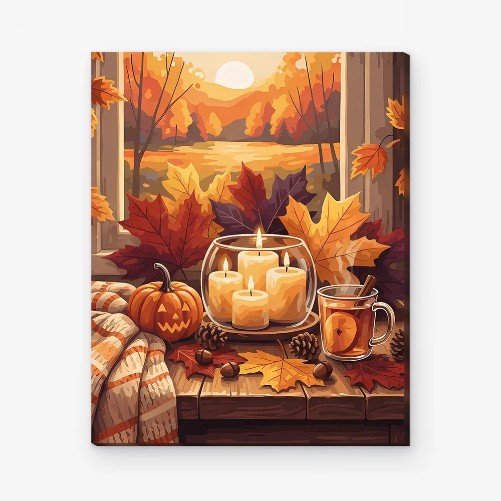 Pintar por Números - Hojas de otoño y velas