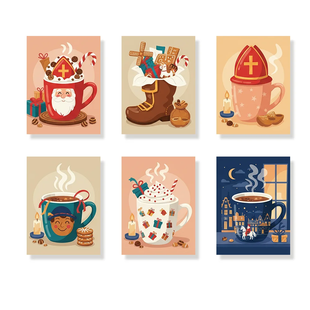 Pintar por números - 6 mini pinturas | Colección de tazas de San Nicolás
