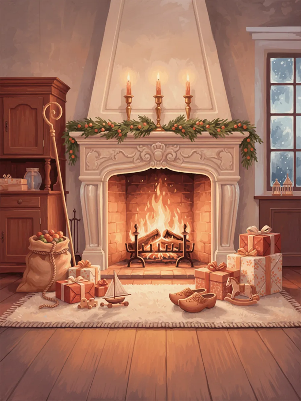 Pintar por Números - Regalos junto a la chimenea, foto 2