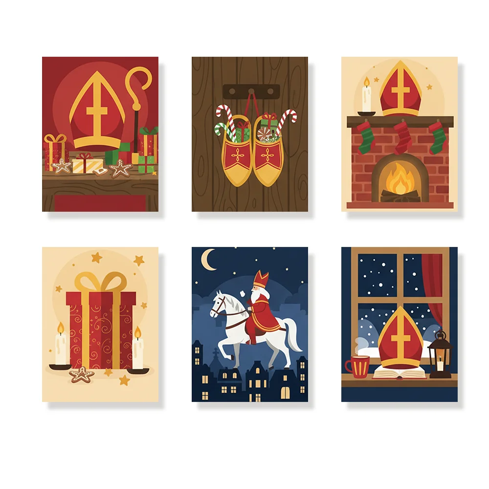 Pintar por números - 6 mini pinturas | Sombrero de San Nicolás