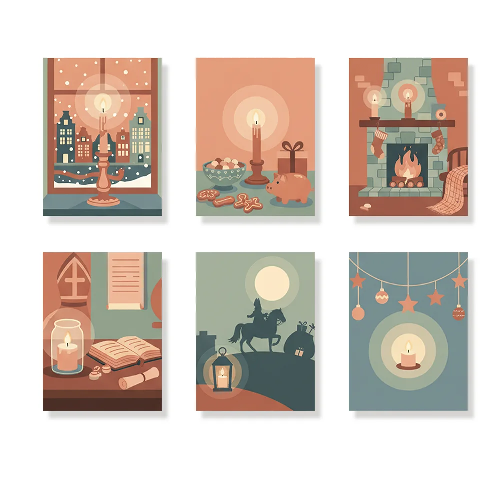 Pintar por números - 6 mini pinturas | Vela festiva