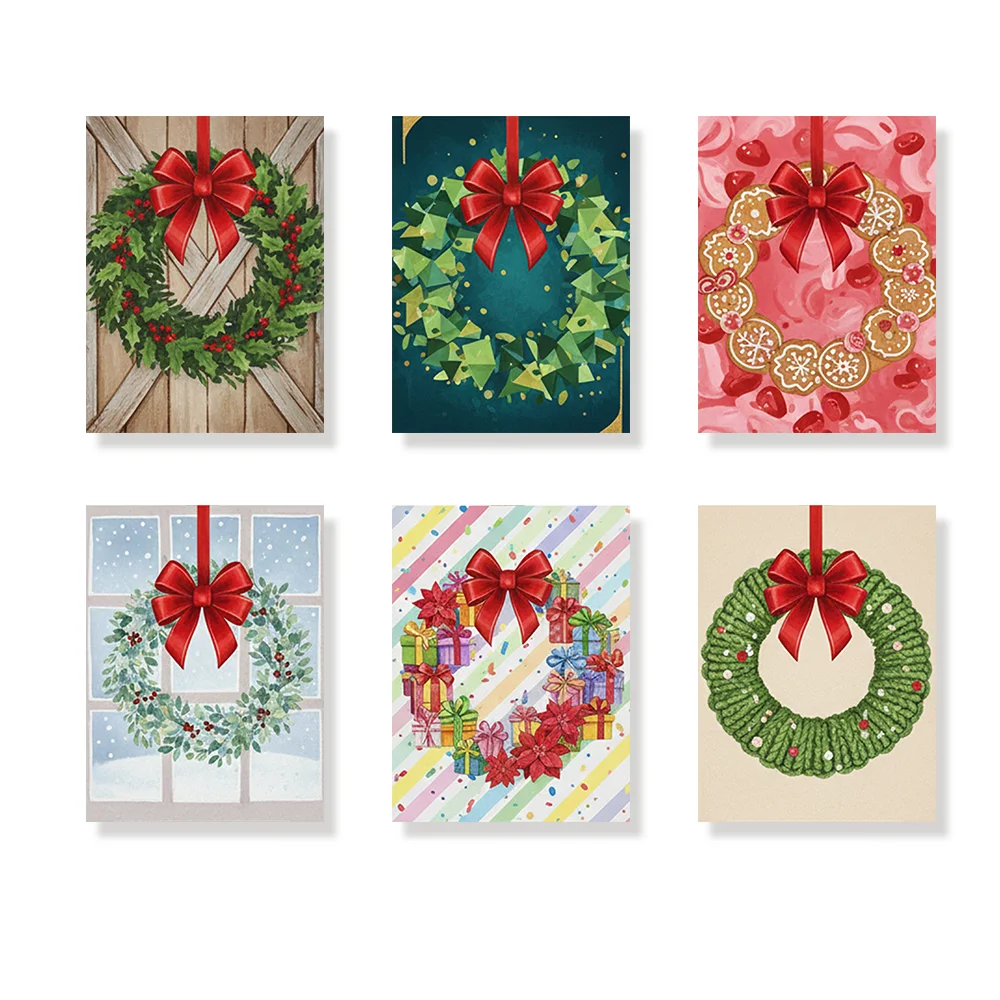 Pintar por números - 6 mini pinturas | Mini corona con lazo rojo