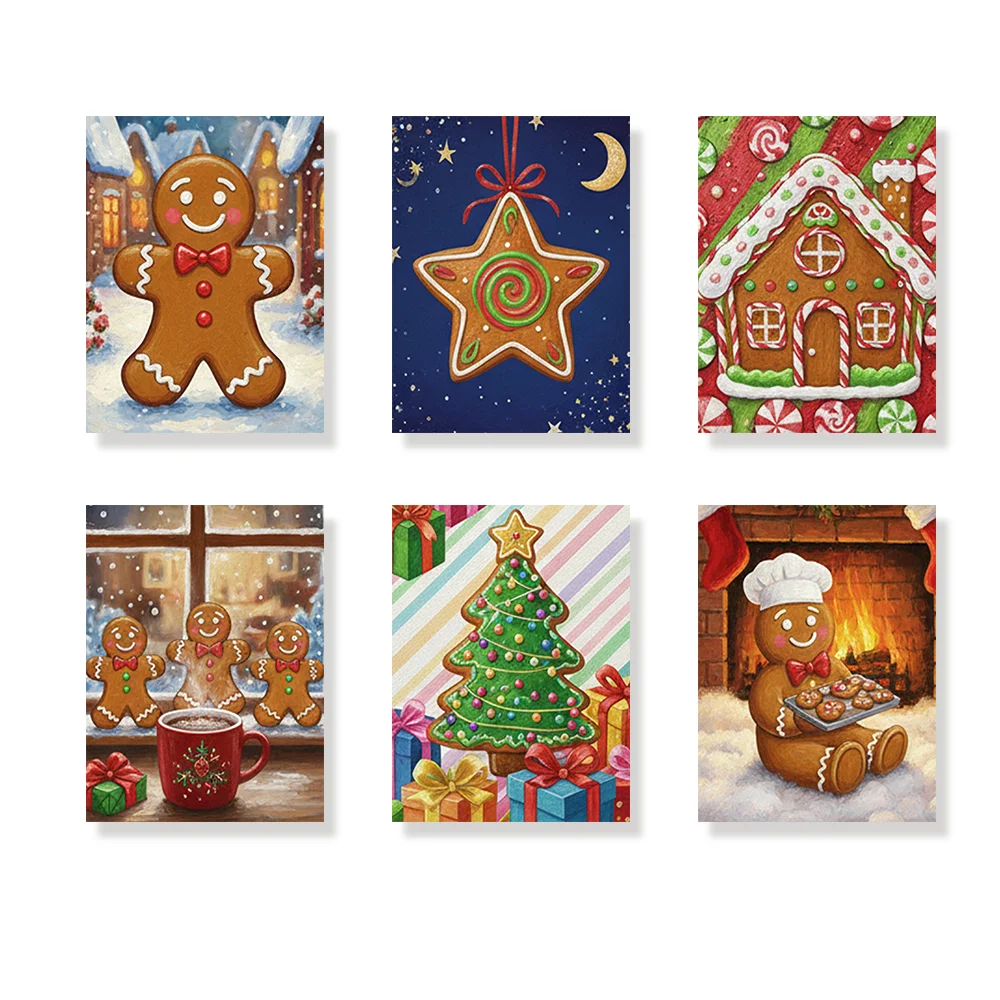 Pintar por números - 6 mini pinturas | Pequeña galleta de jengibre